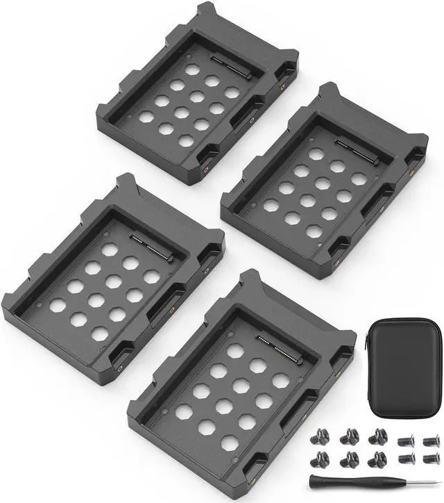 Main image of DecorStat 2.5" SSD to 3.5" SATA Hard Disk Drive Adapter ABS SSD Mounting Bracket Kit 4 Pack Internal Drive Bay Converter Hard Drive Caddy Case Tray SSD Holder HDD Cage with Portable Bag Hot Swap Plug