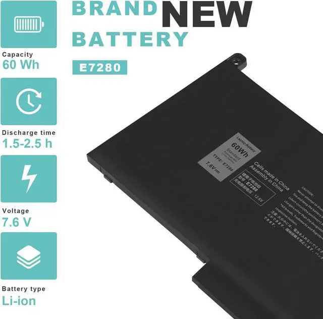 Alt view image 3 of 5 - 60Wh F3YGT Laptop Battery for Dell Latitude 12 7000 7280 7290/13 7000 7380 7390 P29S002/14 7000 7480 7490 P28S P28S001 P73G P73G002 Series DM3WC 0DM3WC DM6WC 2X39G KG7VF V4940 451-BBYE 453-BBCF