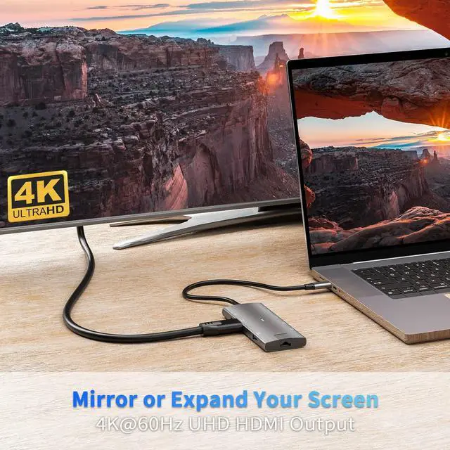 Alt view image 3 of 5 - USB C Docking Station 10Gbps,USB 3.2 Gen 2 10Gbps Data Port,8 in 1 USB C Hub w/ 4K@60Hz HDMI,Gigabit Ethernet,PD 100W,USB-C 3.2 10Gbps Data,Dock for MacBook Pro/Air iPad Pro M2 M1,Surface Pro,XPS