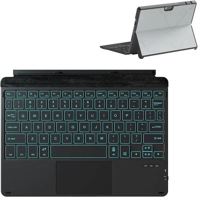 Main image of Qulose Keyboard Case for Surface Go (3/2/1) - Black, 7 Color Backlight, Magnetic Detachable, Rechargeable Bluetooth Keyboard with Trackpad