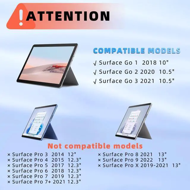 Alt view image 2 of 5 - Qulose Keyboard Case for Surface Go (3/2/1) - Black, 7 Color Backlight, Magnetic Detachable, Rechargeable Bluetooth Keyboard with Trackpad