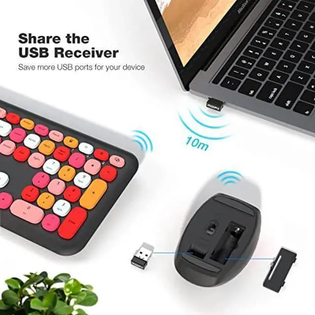Alt view image 2 of 5 - MOFII Wireless Keyboard and Mouse Combo Silent, Slim Compact 2.4G USB Full Size, Cute Keyboard 110 Keys for PC, Notebook, MacBook, Tablet, Laptop, Windows System