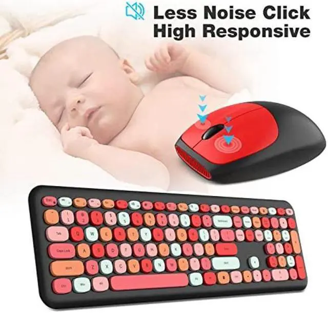 Alt view image 3 of 5 - MOFII Wireless Keyboard and Mouse Combo Silent, Slim Compact 2.4G USB Full Size, Cute Keyboard 110 Keys for PC, Notebook, MacBook, Tablet, Laptop, Windows System