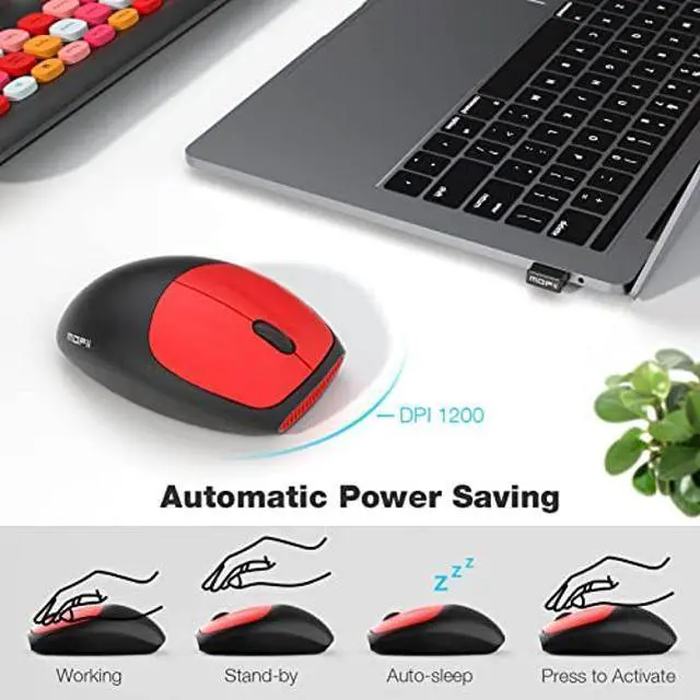 Alt view image 4 of 5 - MOFII Wireless Keyboard and Mouse Combo Silent, Slim Compact 2.4G USB Full Size, Cute Keyboard 110 Keys for PC, Notebook, MacBook, Tablet, Laptop, Windows System