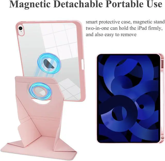 Alt view image 5 of 5 - LIZIMANDU Rotating Case for ipad 10th Generation Case, Dechable ipad Case 10.9 inch with Foldable Magnetic Stand, Auto Sleep/Wake(1-Pink)