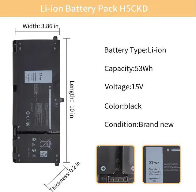 Alt view image 2 of 5 - NBULBL H5CKD Laptop Battery Replacement for Dell Vostro 5300 5401 5501 Latitude 3410 3510 Inspiron 5300 5401 5408 5501 5508 5400 7405 7300 7500 2-in-1 Silver Series 07T8CD [15V 53Wh]