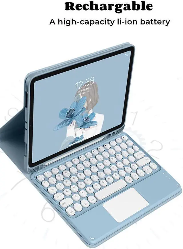 Alt view image 4 of 5 - AnMengXinLing Keyboard Case for iPad Pro 11 2022/2021/2020-Touchpad Detachable Keyboard with Pencil Holder Folio Smart Cover with Keyboard for iPad Pro 11inch 4th/3rd/2nd Gen,Teal