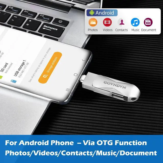 Alt view image 5 of 5 - GOVNDVN Photo-Stick-for-iPhone 16 15, 256GB iPhone-Photo-Stick for iPad Android Phone MacBook PC with USB C and USB 3.0, iPhone Photostick Photo-Storage-Stick iPhone-Backup Flash Drive