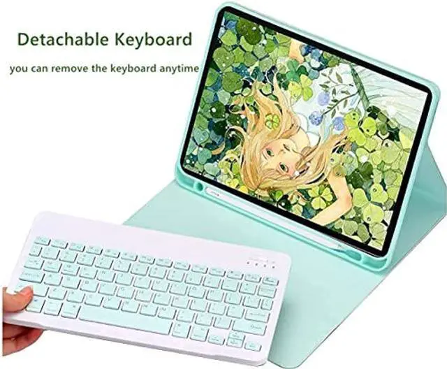 Alt view image 4 of 5 - iPad 10.2 Keyboard Case with Mouse, Case for iPad 9th Gen 2021/8th 2020/7th 2019/iPad Air 3/iPad Pro 10.5 with Keyboard and Mouse, Detachable Magnetic Keyboard Cover with Pencil Holder (Sky Blue)