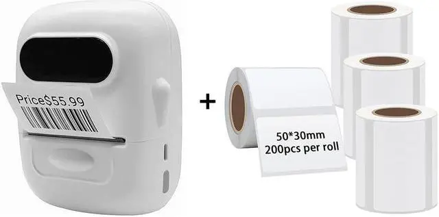 Main image of HYBSK P50 Label Maker Direct Thermal Printer + 4 Rolls 50x30mm Removable Printer Thermal Label Paper