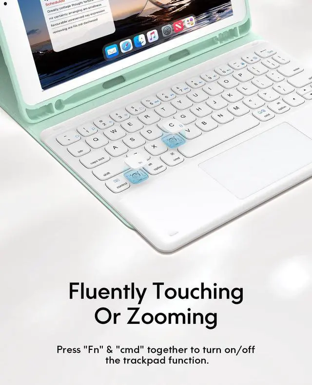 Alt view image 5 of 5 - iPad Keyboard 9th Generation, Keyboard for iPad 8th Generation/7th Gen 10.2 Inch, Smart Trackpad, Detachable Wireless with Pencil Holder, Flip Stand Keyboard Case for iPad 9th/8th/7th Gen 10.2", Green