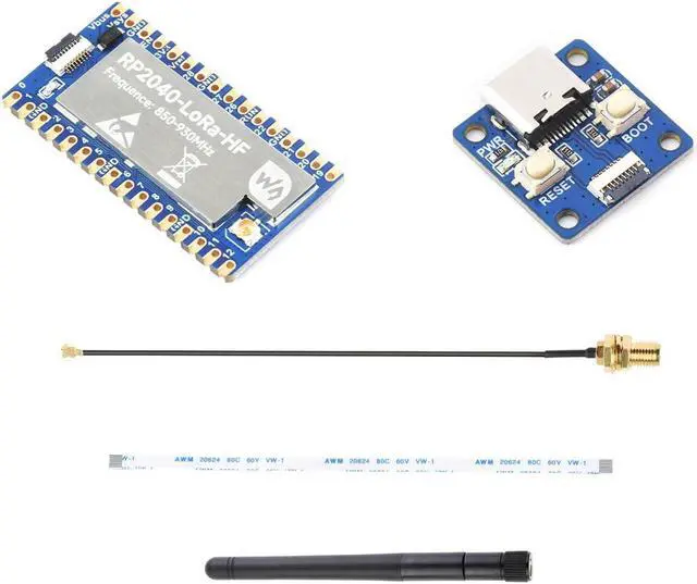 Alt view image 3 of 5 - Waveshare RP2040-LoRa Development Board, Integrates SX1262 RF Chip, Long-Range Communication, HF Kit, Bundle with USB Type-C Adapter Board and 8PIN FPC Cable ~15cm