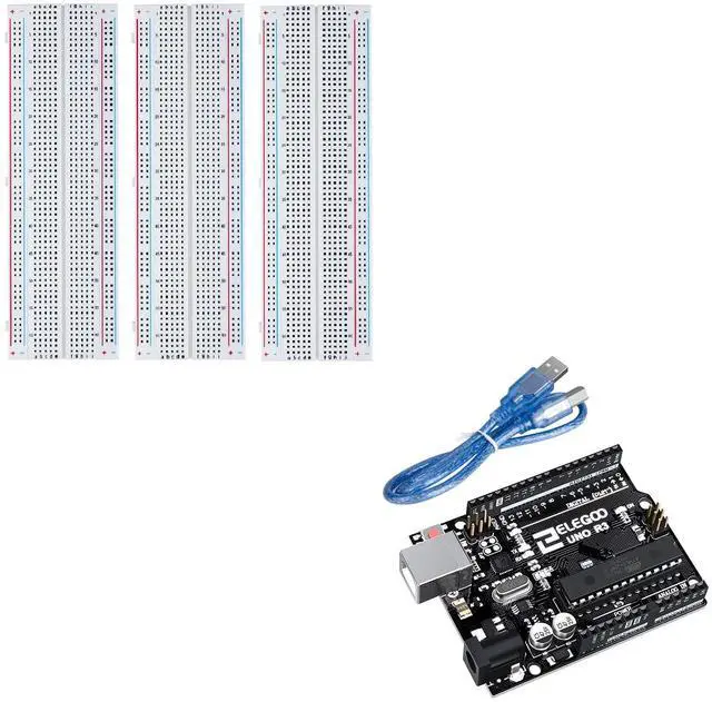 Main image of ELEGOO 3pcs Breadboard 830 Point & ELEGOO UNO R3 Board ATmega328P