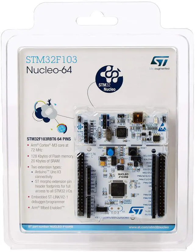 Main image of STM32 Nucleo-64 Development Board with STM32F103RB MCU, Supports Arduino and ST Morpho connectivity