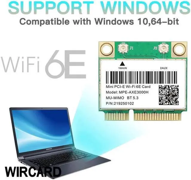 Alt view image 3 of 5 - Teday WiFi 6E 3000Mbps Bluetooth 5.2 AX210HMW MPE-AXE3000H for Intel AX210 Wireless Mini PCI-E WiFi Card 802.11ax/ac 2.4G/5Ghz Adapter Than AX200
