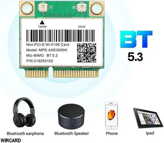 Alt view image 4 of 5 - Teday WiFi 6E 3000Mbps Bluetooth 5.2 AX210HMW MPE-AXE3000H for Intel AX210 Wireless Mini PCI-E WiFi Card 802.11ax/ac 2.4G/5Ghz Adapter Than AX200