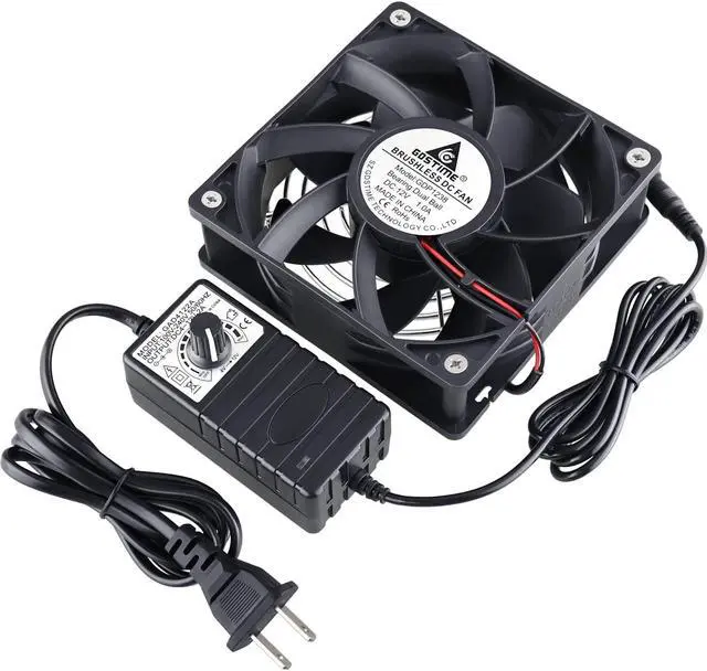 Main image of GDSTIME 120mm x 38mm Computer Fan with Variable Speed Controller, Powerful Airflow High Static Pressure 110V 220V AC Powered for Biltong Box, Server Rack, Solder Fume Extractor Cooling Ventilation