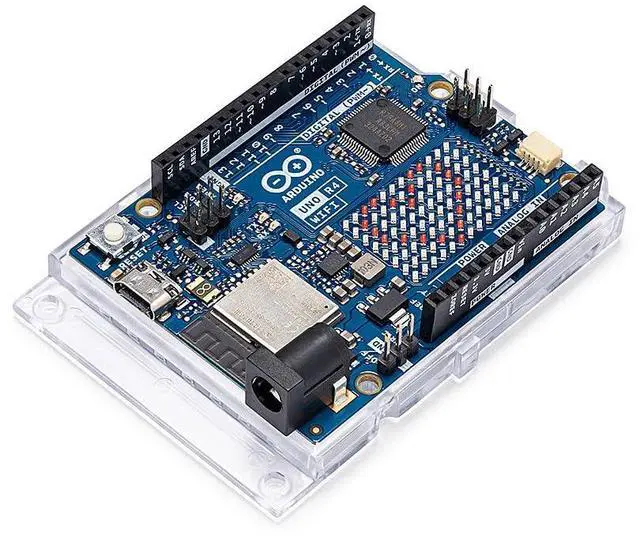 Main image of Arduino UNO R4 WiFi [ABX00087]  Renesas RA4M1 + ESP32-S3, Wi-Fi, Bluetooth, USB-C, CAN, 12-bit DAC, OP AMP, Qwiic Connector, 12x8 LED Matrix for Advanced IoT & Embedded Projects