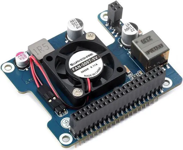 Alt view image 5 of 5 - waveshare Power Over Ethernet HAT PoE HAT with Metal Heatsink for Raspberry Pi 5, Onboard Cooling Fan, Supports 802.3af/at Network, 12V and 5V Power Outputs Easy for More Peripherals