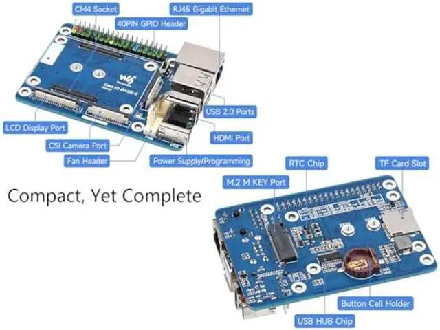Alt view image 4 of 5 - CM4 Base Board (Advanced C Version) for Compute Module 4, with Raspberry Pi 40PIN GPIO Header/MIPI CSI Camera Ports/LCD Display Port/Fan/HDMI/USB/Gigabit Ethernet RJ45 Connector