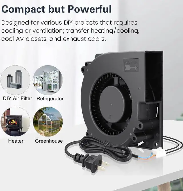 Alt view image 2 of 5 - GDSTIME 120mm x 32mm EC Blower AC 110V 220V Squirrel Cage Centrifugal Fan X1 + 120mm x 25mm Computer Fan with AC Plug 110V 220V Variable Speed Fan X1