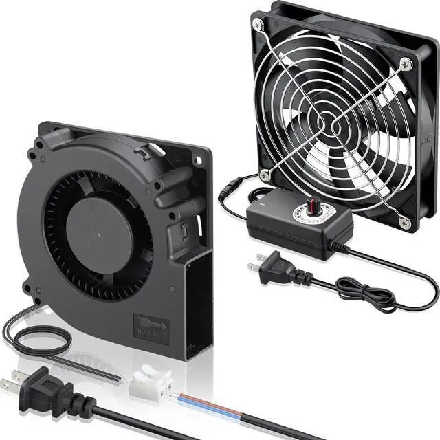 Main image of GDSTIME 120mm x 32mm EC Blower AC 110V 220V Squirrel Cage Centrifugal Fan X1 + 120mm x 25mm Computer Fan with AC Plug 110V 220V Variable Speed Fan X1