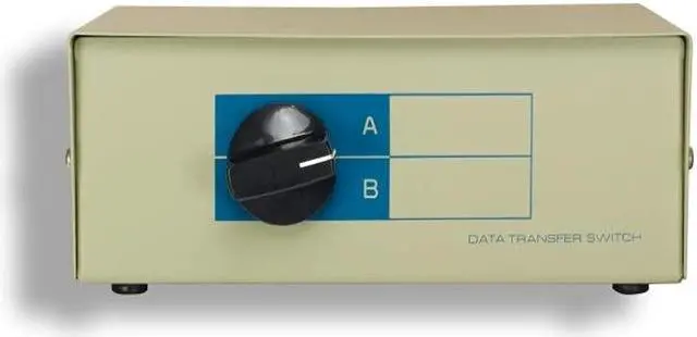 Main image of Kentek DB9 Male 2 Way Manual Data Switch Box RS-232 D-Sub 9 Pin I/O AB Port for PC MAC to Peripherals Devices Printer