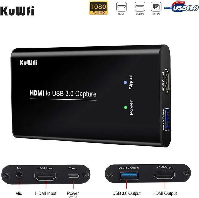 Alt view image 5 of 5 - KuWFi USB 3.0 HDMI Video Audio Capture Card Device, Full HD 1080P for All HDMI Devices Such as Game Recording, Live Streaming Broadcasting with MIC Input