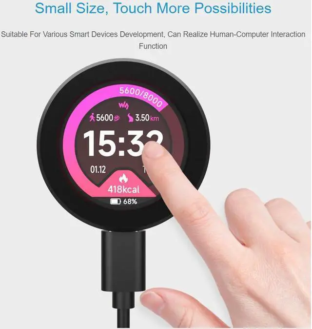Alt view image 3 of 5 - waveshare RP2040 MCU Board with 1.28inch Round Touch LCD B with CNC Metal Case 240×240 Pixels 65K RGB Color IPS Display, Based on Raspberry Pi RP2040,Onboard Accelerometer and Gyroscope Sensor
