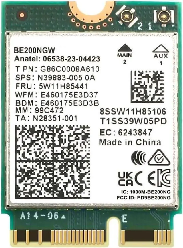 Main image of WiFi 7 Adapter for Intel BE200 | M.2 PCIe Format | Tri-Band 2.4/5/6 GHz | Up to 5.8 Gbps | WiFi Card for PCs | Bluetooth 5.4 Compatible | for Intel PC with Windows 10/11 | BE200NGW
