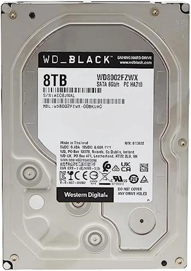 Alt view image 2 of 5 - Western Digital_BLACK 8TB Gaming Internal Hard Drive HDD - 7200 RPM, SATA 6 Gb/s, 128 MB Cache, 3.5" - Western Digital8002FZWX