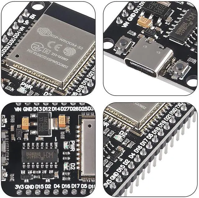 AITRIP 10PCS ESP32S ESP32 ESP-WROOM-32 Development Board 2.4GHz Dual-Core WiFi +Bluetooth 2 Function Microcontroller for Arduino AITRIP 5PCS ESP-WROOM-32 ESP32 ESP-32S Type-C USB Development