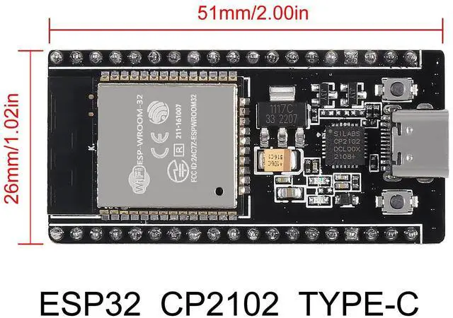 Alt view image 3 of 5 - AITRIP 5PCS 38Pins Type-C USB ESP32S ESP32 ESP-WROOM-32 CP2102 Development Board 2.4GHz Dual-Core WiFi +Bluetooth 2 Function Microcontroller for Arduino
