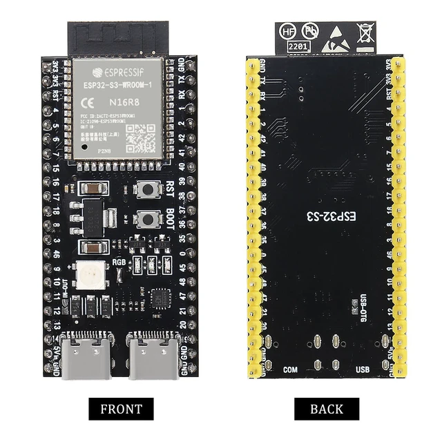 Alt view image 2 of 5 - AITRIP 3PCS ESP32-S3-DevKitC-1-N16R8 ESP32-S3 ESP32 WROOM-1-N16R8 Development Boards 16M External Flash Expansion 8M PSRAM with WiFi, Bluetooth 5.0 for Arduino