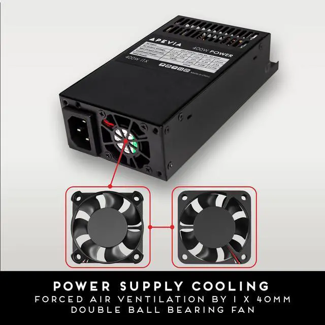 Alt view image 5 of 5 - Apevia ITX-PFC400W Mini ITX/Flex ATX / 1U 400W Fully Modular Power Supply, Full Range Active PFC 90-264V, AC for POS AIO System Desktop Gaming Server Small Form Factor (Flex ITX) Computer PSU