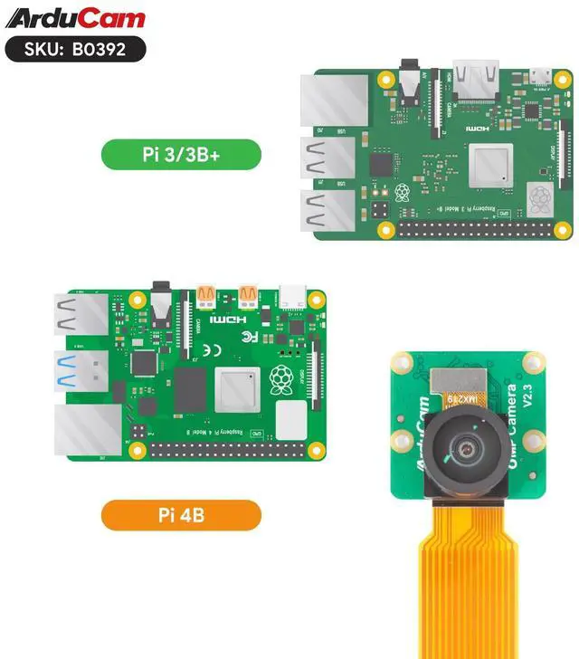 Alt view image 5 of 5 - Arducam 8MP IMX219 175 Degree Ultra Wide Angle Camera for Raspberry Pi, Compatible with Pi 5, 4 Model B, 3/3B+, and Zero 2W