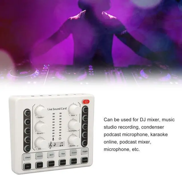 Alt view image 4 of 5 - M8 Podcast Live Sound Card, Multiple Sound Effects Voice Changing Mini Sound Mixer Board for Live Streaming Home KTV Singing