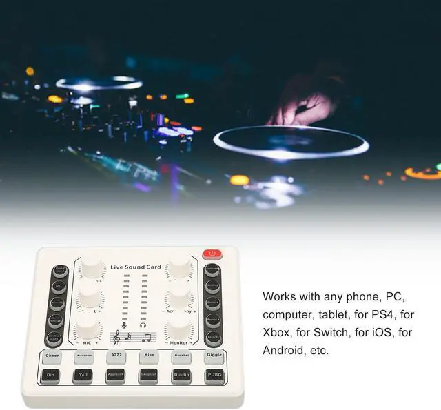 Alt view image 5 of 5 - M8 Podcast Live Sound Card, Multiple Sound Effects Voice Changing Mini Sound Mixer Board for Live Streaming Home KTV Singing