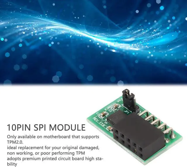 Alt view image 2 of 5 - TPM 2.0 Module, 10Pin SPI TPM 2.0 Module, Interface Vertical Stable High Safety 9670 Chipset 10Pin SPI Module for SuperMicro AOM TPM 9670V S