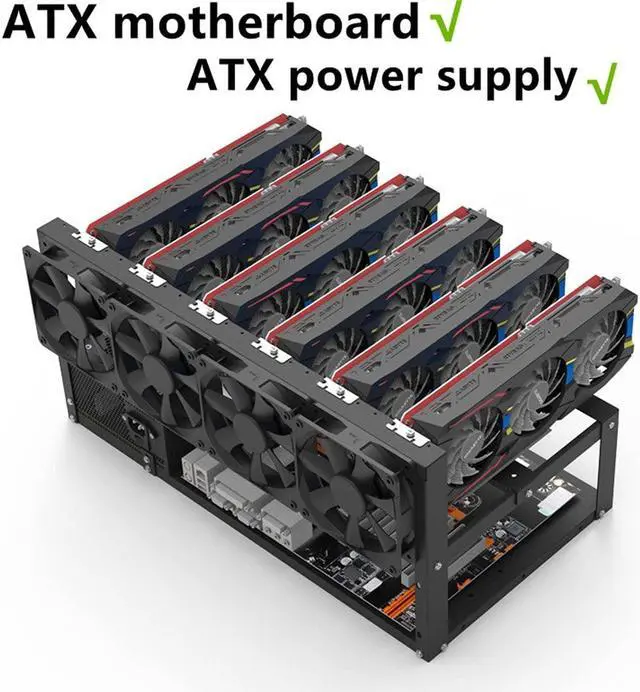 Alt view image 3 of 5 - 8GPU Mining Rig Frame, Steel Open Air Miner Mining Computer Frame Rig Case for Crypto Coin Currency Bitcoin ETH ETC ZEC Mining Accessories Tools - Frame Only, Fans & GPU is not Included