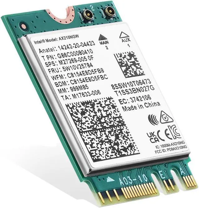Main image of WiFi 6E Card M.2 AX210NGW Network Adapter, Intel AX210 Chip Bluetooth 5.3, 5400Mbps Tri-Band 2.4GHz/5GHz/6GHz OFDMA & MU-MIMO, for Laptop Windows 10/11