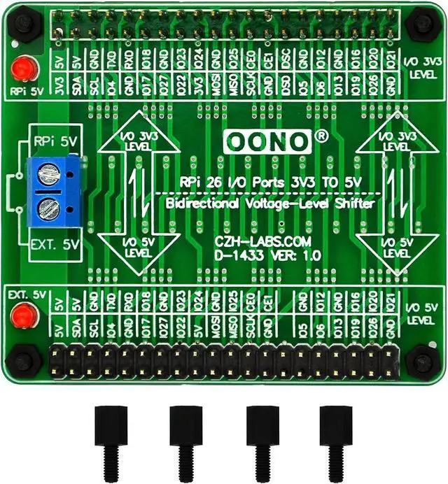 Main image of OONO Raspberry Pi 3.3V to 5V 26 I/O Bidirectional Voltage-Level Shifter Module for Raspberry Pi, Logic Level Converter