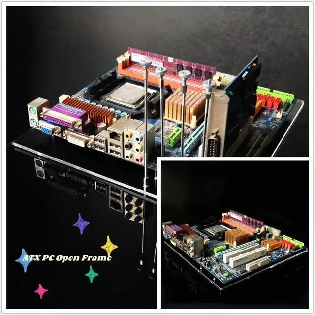 Alt view image 2 of 5 - Acrylic Frame 4mm Transparent Fashion DIY Base Stand Suitable for ATX motherbar,Can accommodate high Performance PC Open Frame