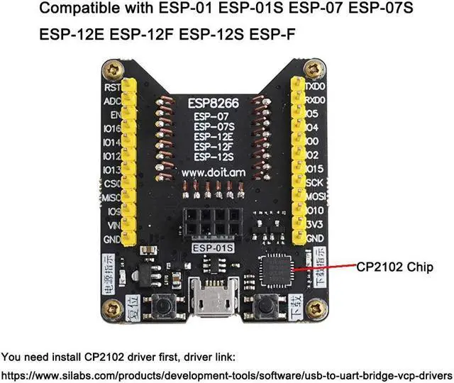 Alt view image 2 of 5 - DIYmall ESP8266 Firmware Downloader Flash Download Tool Test Board Code Burner for ESP8266 ESP-01S/01 ESP-07/07S ESP-12E/12F/12S/F