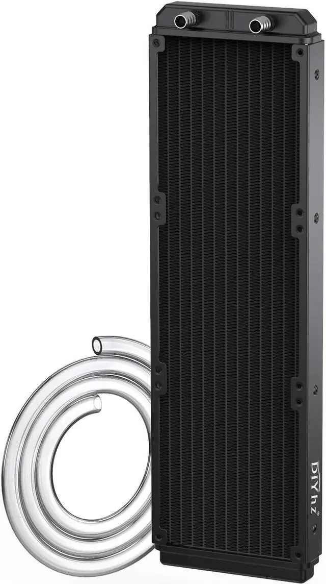Main image of DIYhz Water Cooling Computer Radiator, 12 Pipe Aluminum Heat Exchanger Liquid Cooling Radiator Heat Sink 360mm for CPU PC Laser Water Cool System DC12V Black with Tube