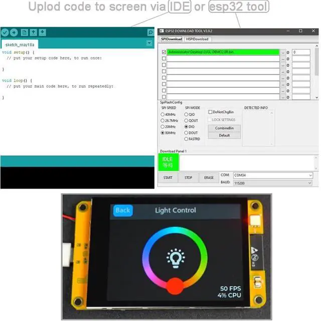 Alt view image 3 of 5 - DIYmalls 3.2" inch ESP32 Display ST7789 IPS TFT LCD Module ESP32-2432S032C-I Capacitive Touch Screen 240x320 ESP-WROOM-32 Development Board for Arduino IDE