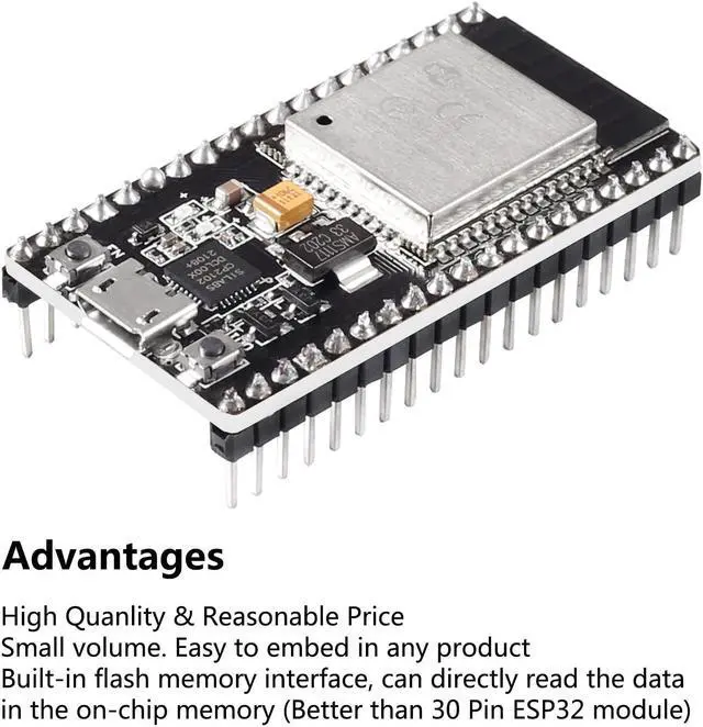 Alt view image 3 of 5 - 6Pcs ESP32 Development Board WiFi + Bluetooth Microcontroller Dual Cores ESP-32 ESP-32S Board ESP-WROOM-32 CP2102 Chip 38Pin Narrow Version 2 in 1 Dual Core Low Power Consumption ESP-32S