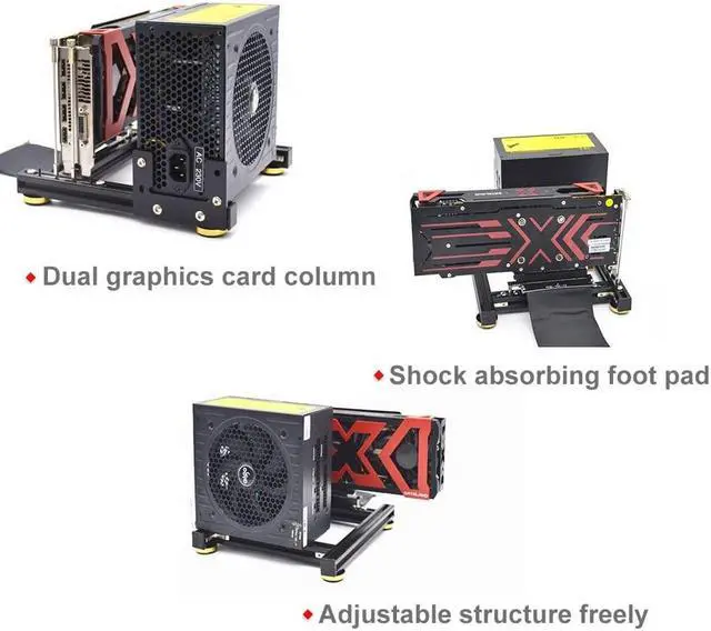 Alt view image 4 of 5 - Video Card Holder Bracket Support ATX Power Supply PCI-E Extension Riser Cable DIY ATX case Computer Graphics Card Holder Aluminum