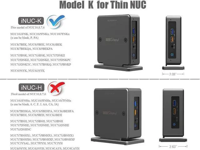 Alt view image 4 of 5 - ElecGear iNUC-K Vertical Stand for Intel NUC Mini PC, Aluminum Cooling Holder Case Desktop VESA Mount Space-Saving Organizer for Thin Edition of Intel NUC 11, 10, 8, 7 and 6 Mainstream Kit