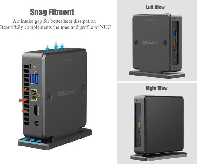 Alt view image 5 of 5 - ElecGear iNUC-K Vertical Stand for Intel NUC Mini PC, Aluminum Cooling Holder Case Desktop VESA Mount Space-Saving Organizer for Thin Edition of Intel NUC 11, 10, 8, 7 and 6 Mainstream Kit
